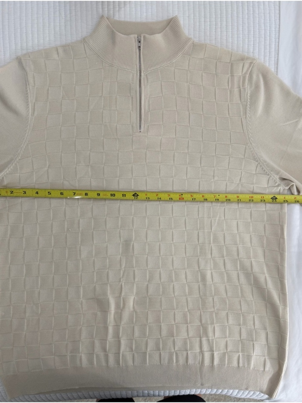 Coofandy Men's Half-Zip Textured Knit Sweater - Cream XXL